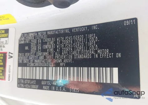 2011 Toyota Venza Base V6 from USA, damaged, VIN 4T3BK3BBXBU060109